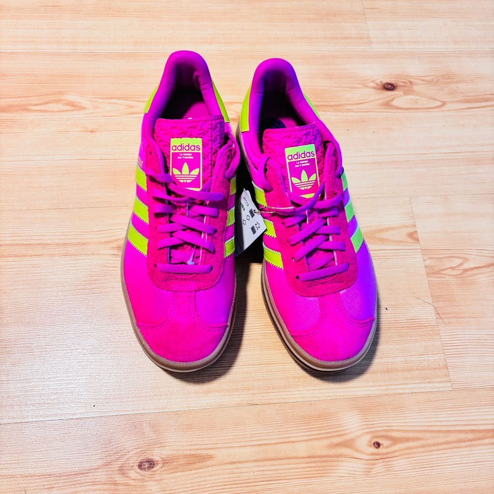 Adidas Gazelle Bold Womens Size 6.5 Shoes Sneakers Slime Fuchsia Pink Green NEW - Picture 3 of 10